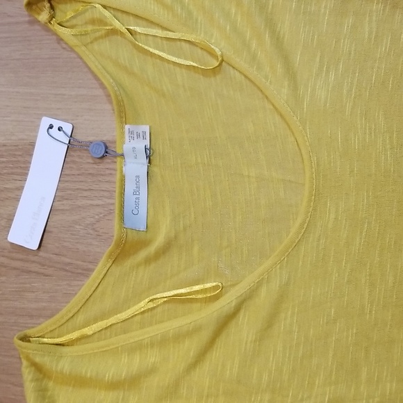 Costa Blanca mustard yellow scoop neck lace insert top XL NWT - Picture 4 of 8
